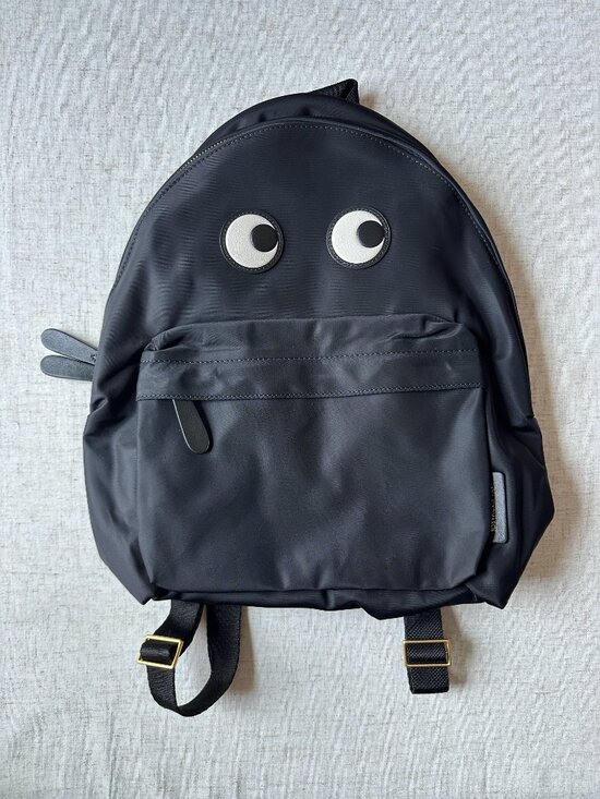 Anya Hindmarch Eyes Backpack Black Nylon Leather Trim Gold Hardware main image 6
